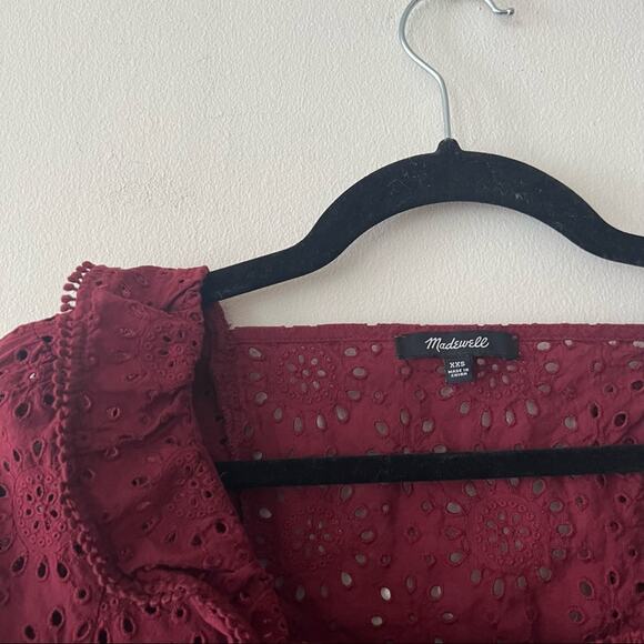 Madewell Red Eyelet Pom-Pom Ruffle Top - Picture 5 of 8